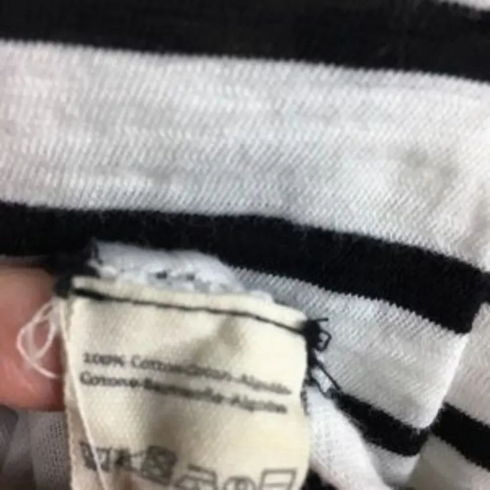 Free People Black & White Stripe Button Cuff Knit  Top Small